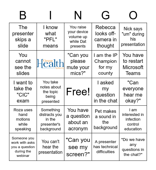 Project Firstline IP Champion BINGO Card