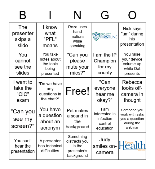 Project Firstline IP Champion BINGO Card