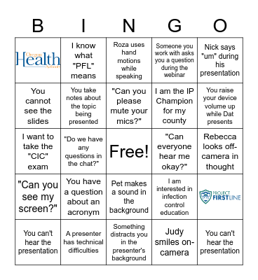 Project Firstline IP Champion BINGO Card