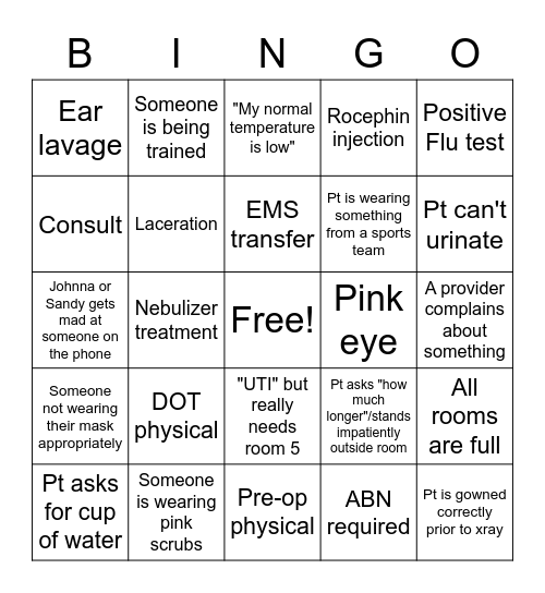 Patient First Bingo Ends 4/25 Bingo Card