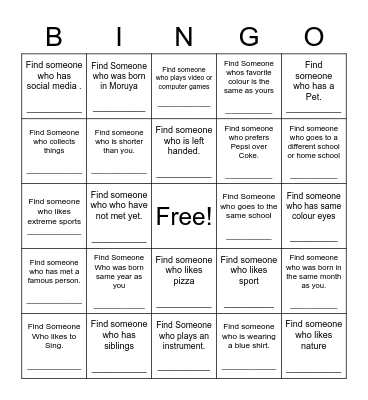 Find Someone Who Bingo Card