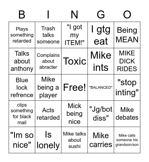 Mike Bingo Card