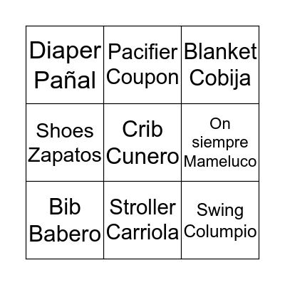 Baby Shower Bingo Card