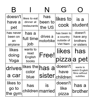 FIND SOMEONE WHO...  Bingo Card