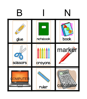 SCHOOL THINGS Bingo Card