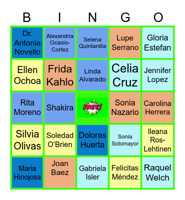 Influential Latin-American Women in History Bingo Card