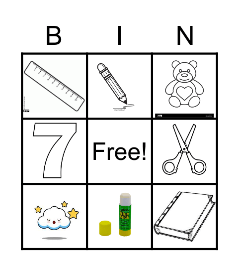 SCHOOL OBJECTS BINGO Card
