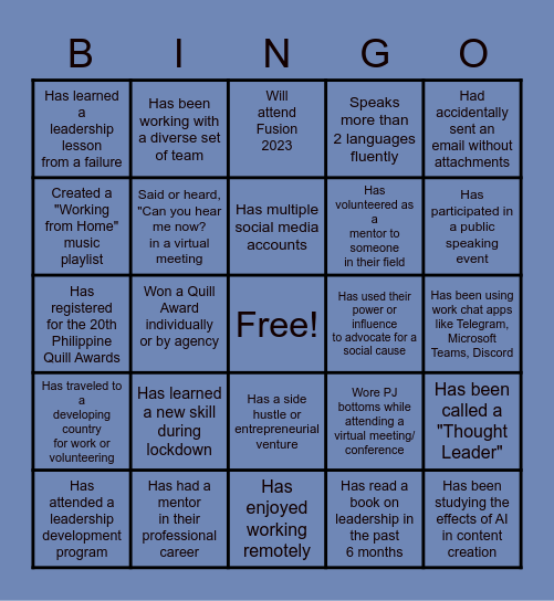 Business Communication Bingo Card