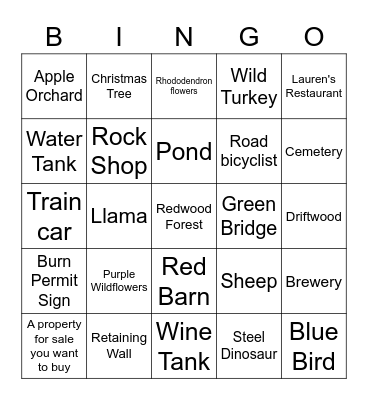Wohry Journey Bingo Card