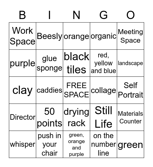 Art Bingo Card