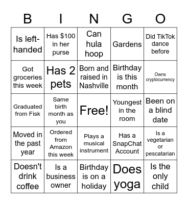 NCBW BINGO    FIND SOMEONE WHO.. Bingo Card