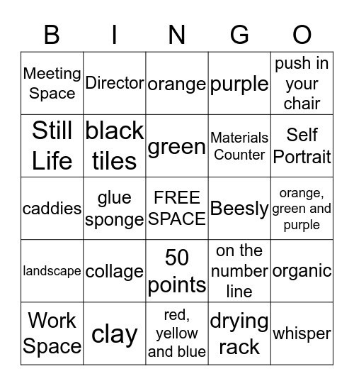 Art Bingo Card