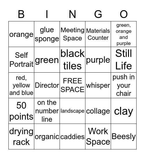 Art Bingo Card