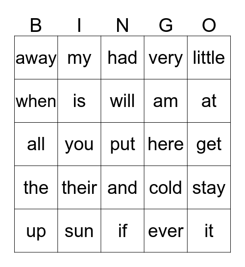 Week 20 Bingo Card