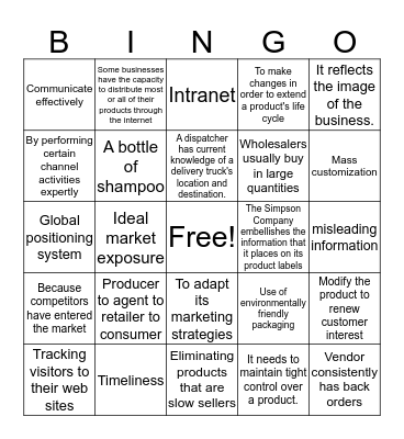 Marketing 3.01 & 3.07 Bingo Card