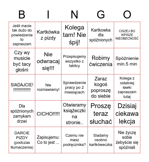 Renatka bingo Card