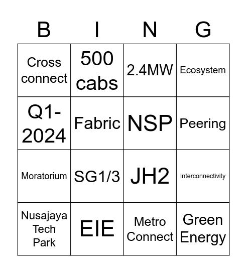 About JH1 Bingo Card