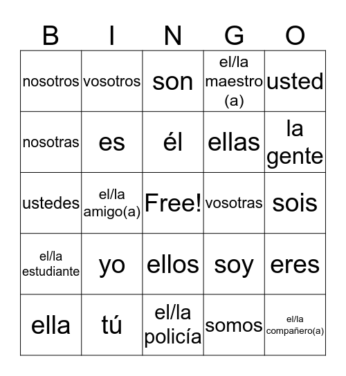 Titled Bingo Card