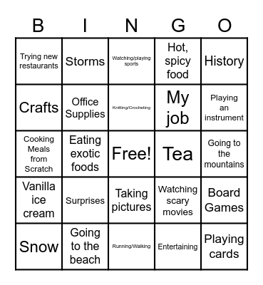 I GET JOY FROM Bingo Card