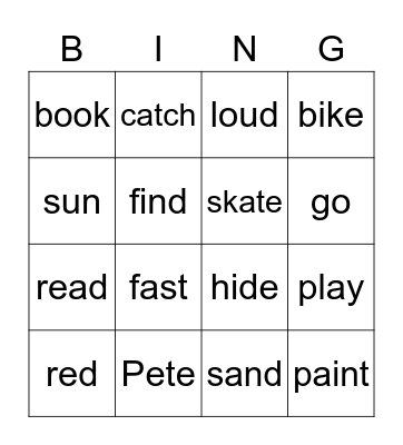 Pete the Cat Robo-Pete Bingo Card