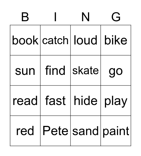 Pete the Cat Robo-Pete Bingo Card