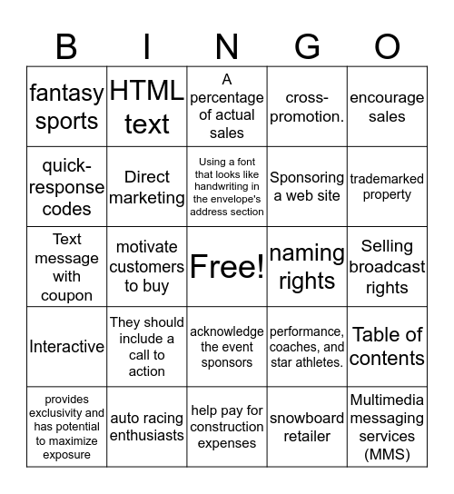 SEM1.06 & 3.04 Bingo Card