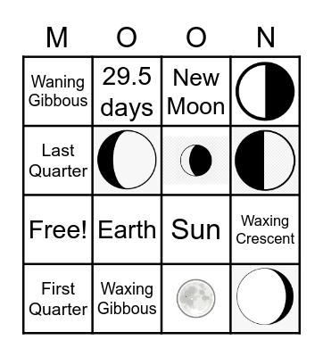 Moon Phases Bingo Card