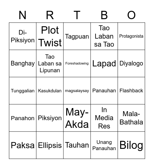 TEKSTONG NARATIBO Bingo Card