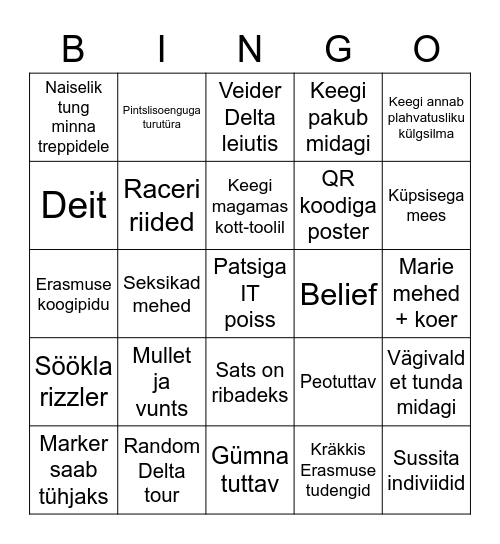 DELTA bingo Card