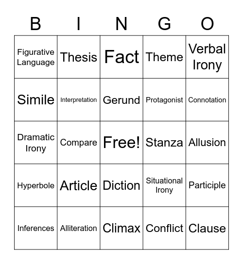 MCA Bingo (Reading) Bingo Card