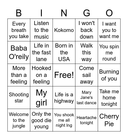 Cook out time Bingo Card