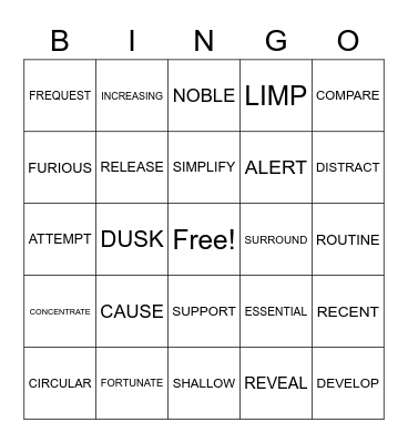 4TH GRADE Bingo Card