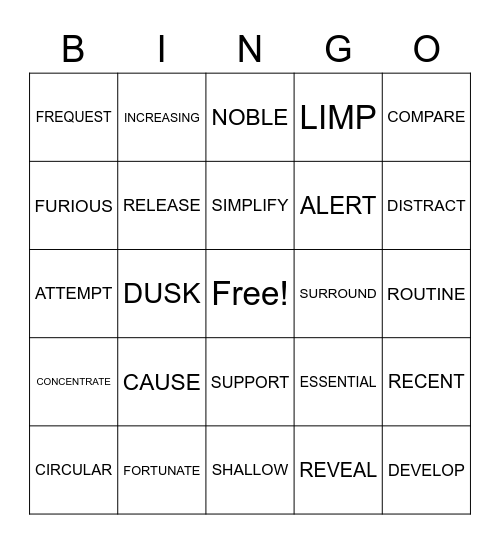 4TH GRADE Bingo Card