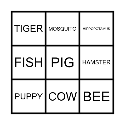ANIMAL WORLD Bingo Card