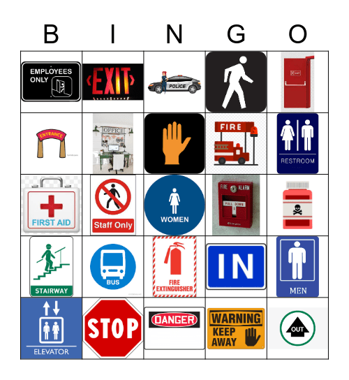 Safety Signs Bingo Card