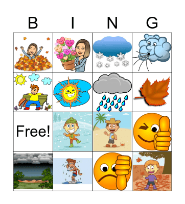 El tiempo y las estaciones Bingo Card