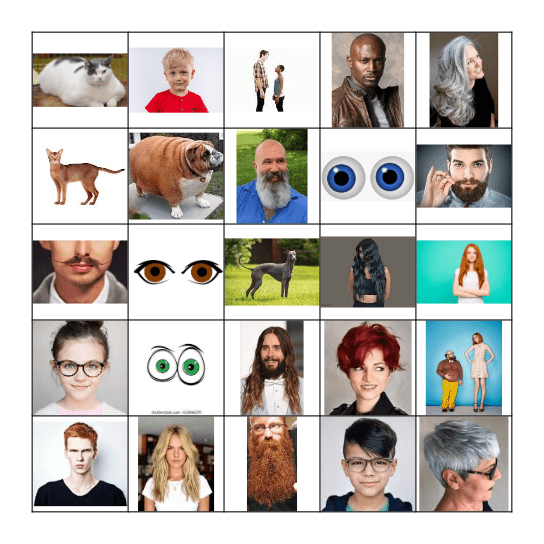 Haare und Augen Bingo Card