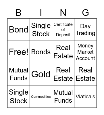 Name That Investment! Bingo Card