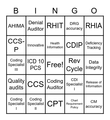 Health Information Week Bingo Card