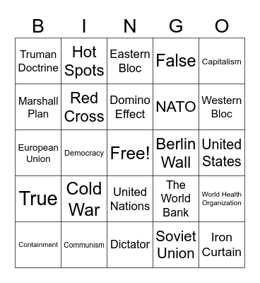 COLD WAR BINGO Card
