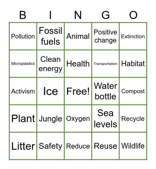 Earth Day! Bingo Card