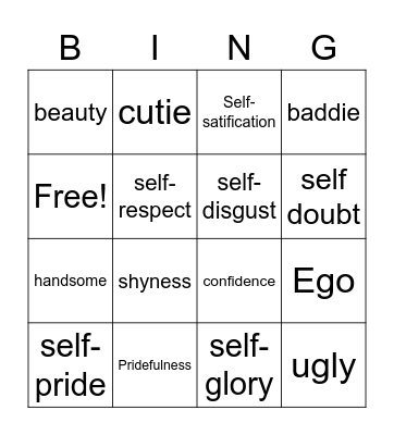 Self-love Bingo Card