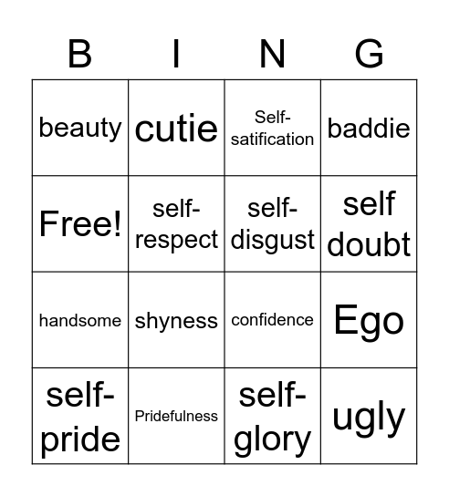 Self-love Bingo Card
