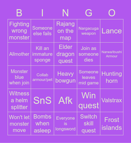 MHR JR BINGO Card