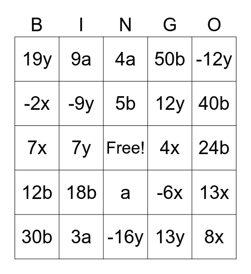 GCF Bingo!!! Bingo Card