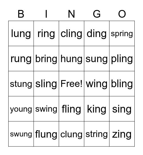 NG Bingo Card