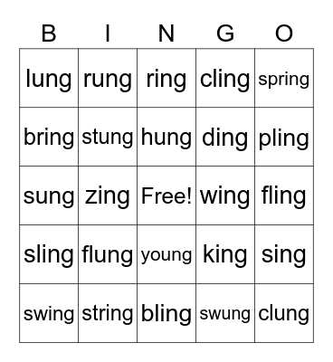 NG Bingo Card