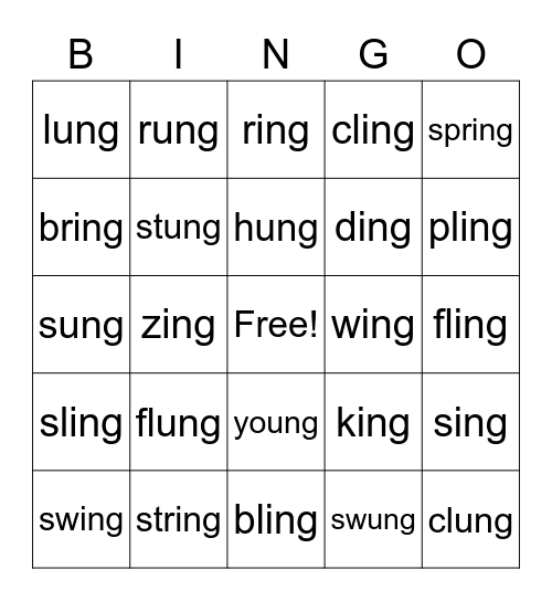 NG Bingo Card