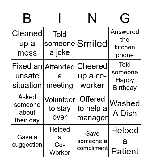 Food & Nutrition BINGO Card