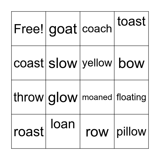 Spelling Bingo Card